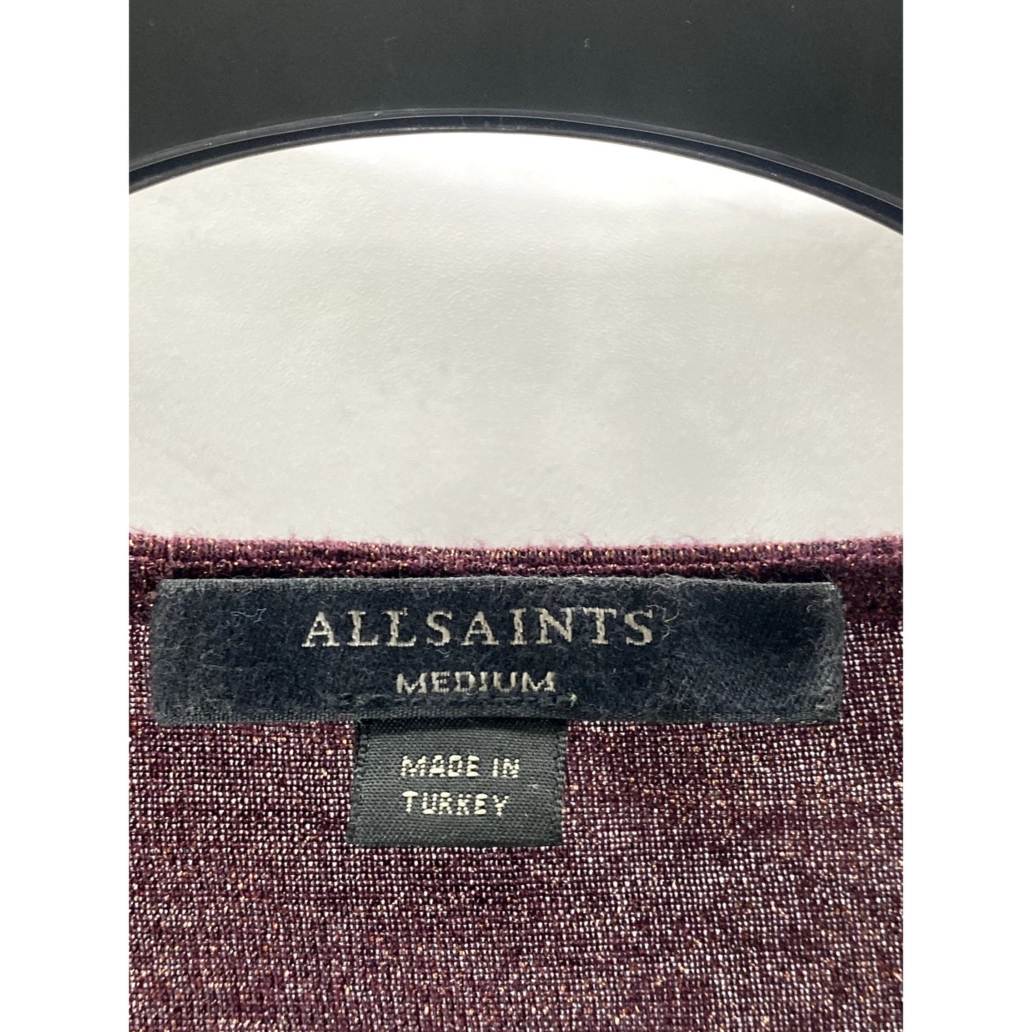 ALLSAINTS Women’s Metallic Rona Glitz Ruched Drawstring Long Sleeve Top SZ M