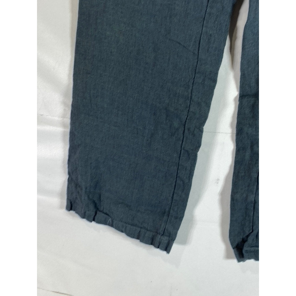 SUSANNA DAVIS Women's Blue Pure Linen Wide-Leg Pant SZ S
