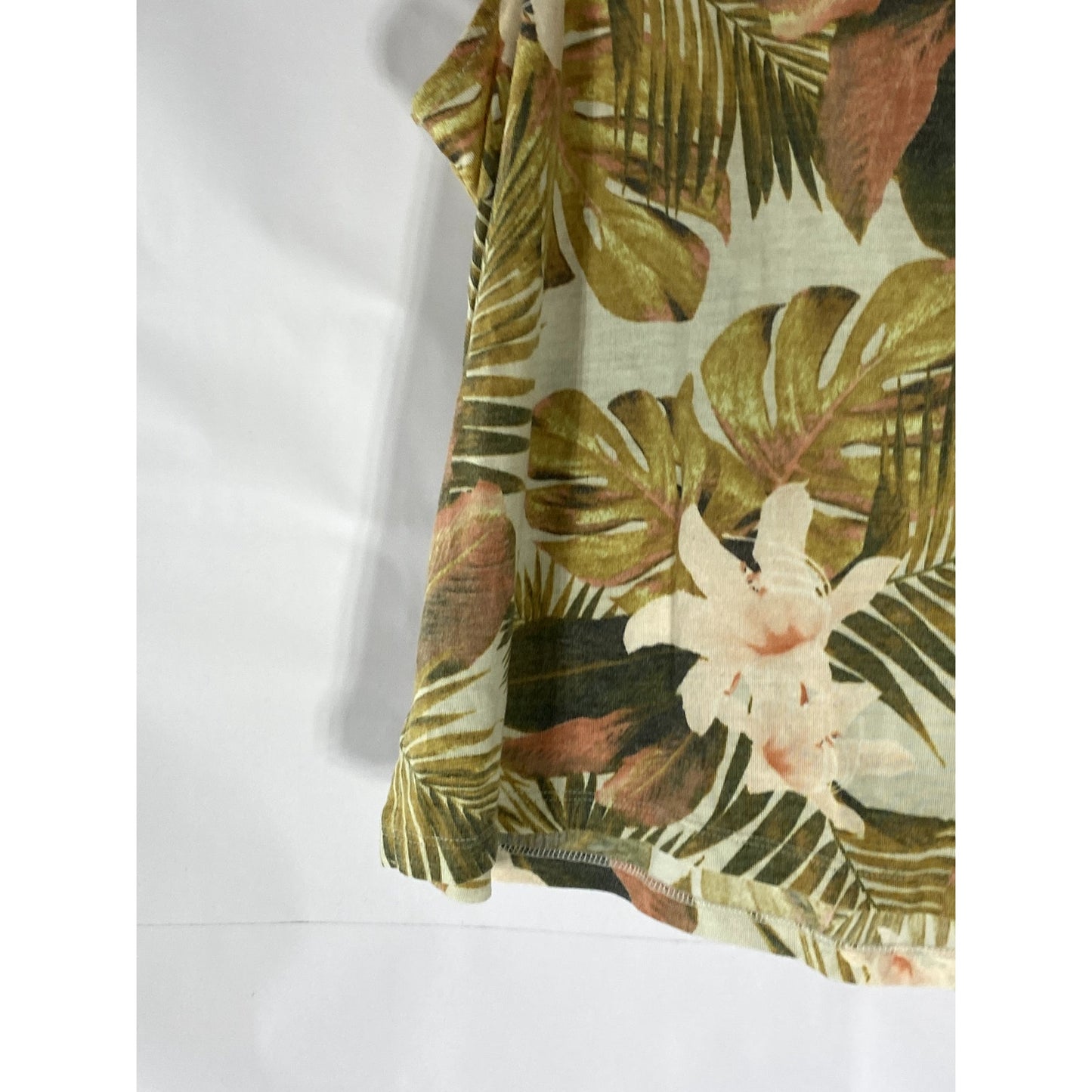 OLD NAVY ACTIVE Women’s Beige-Green Tropical Floral Go-Dry Crewneck Tank Top SZM