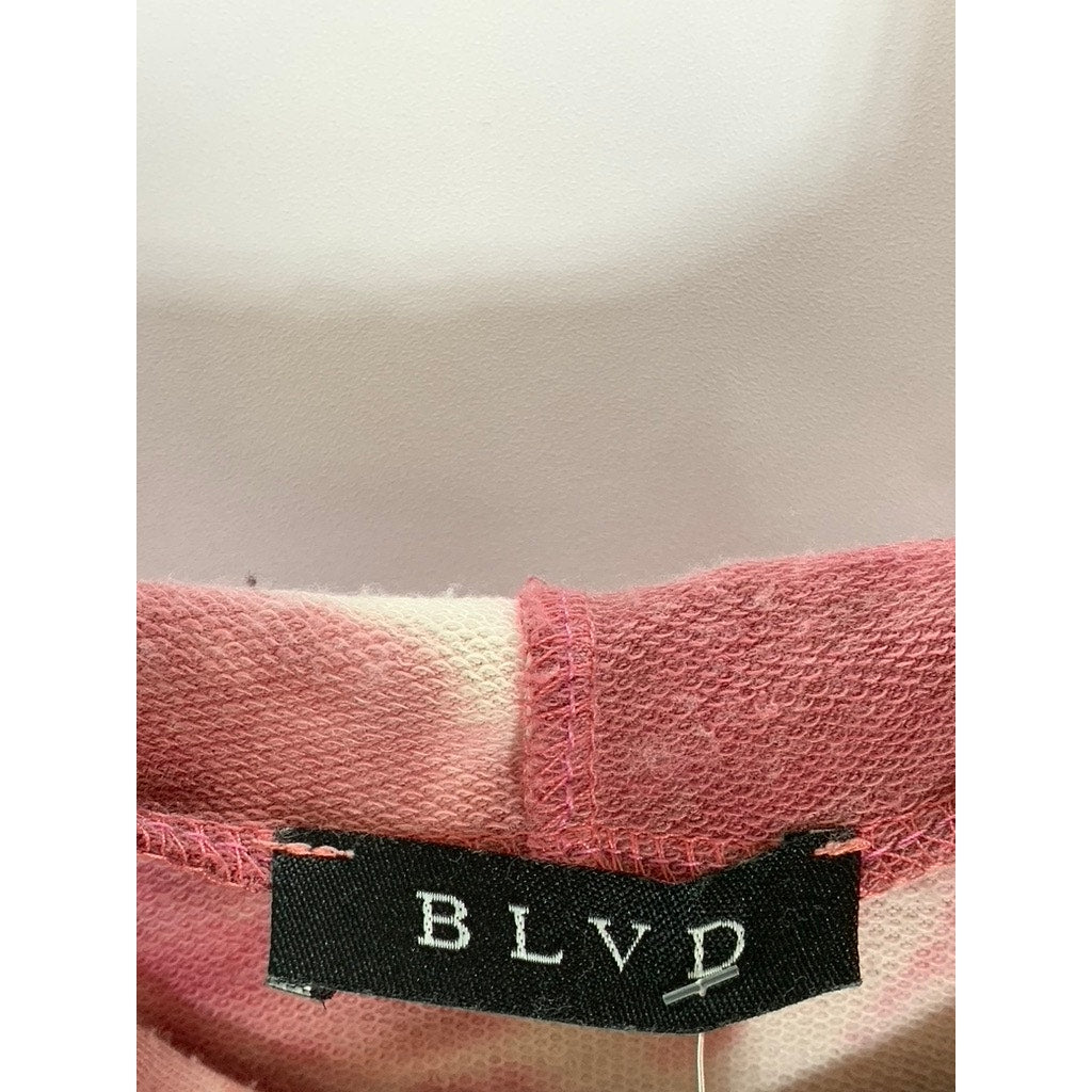 BLVD Women's Red/Beige Tie-Dye Pocketless Pullover Hoodie SZ M