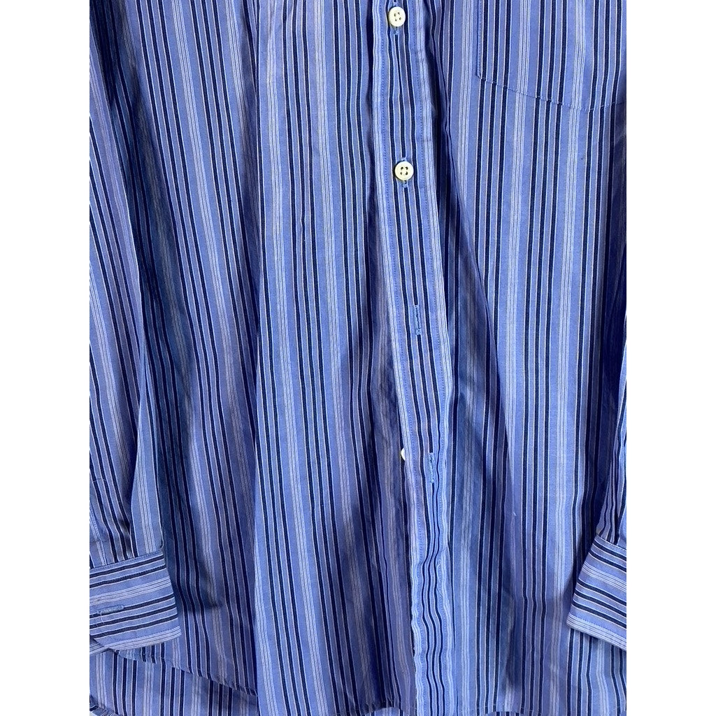 J.CREW Men's Blue Striped Cotton Regular-Fit Button-Up Dress Shirt SZ 15.5/34