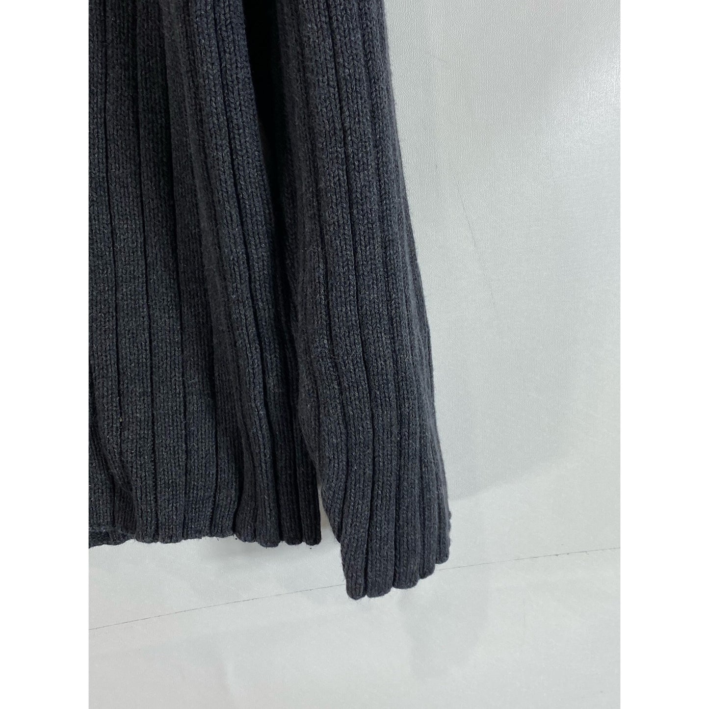 BROOKS Men's Gray Ribbed Mock-Collar Pullover Sweaters SZ L