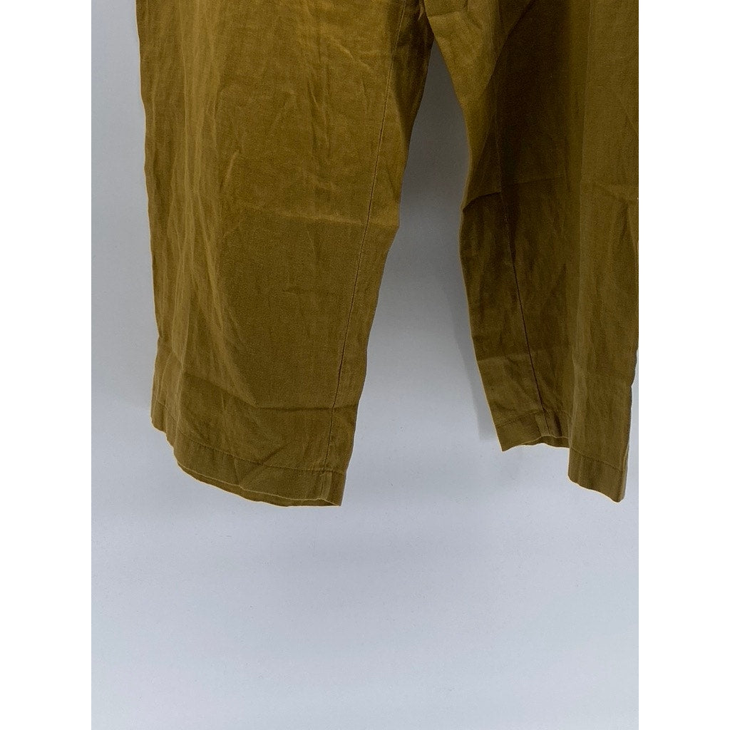 ANN TAYLOR Women’s Tan Linen Button-Front Drawstring Pull-On Pants SZ 8