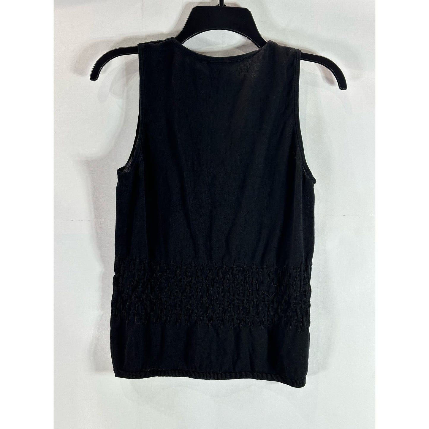 KENNETH COLE NEW YORK Women's Black Silk Deep Scoop-Neck Textured Tank Top SZ L