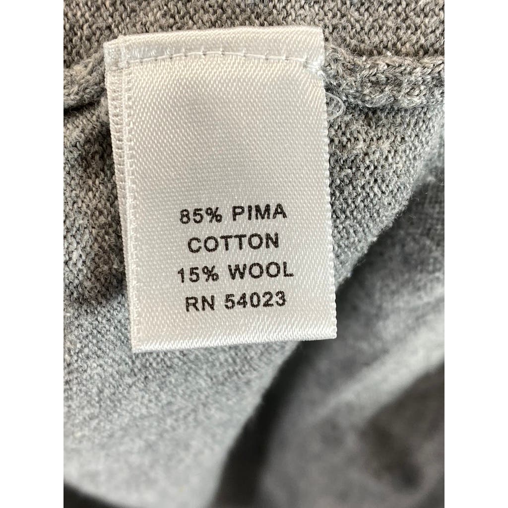 BANANA REPUBLIC Men's Light Grey Supima-Wool Zip-Up Stand Collar Sweater SZ L