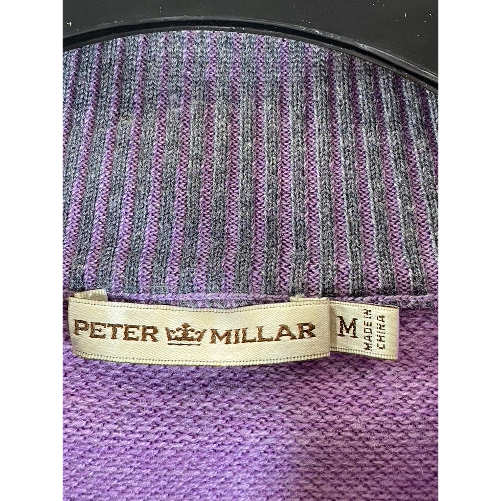 PETER MILLAR Men's Purple Quarter-Zip Hamilton Farm Golf Club Patch Sweater SZ M