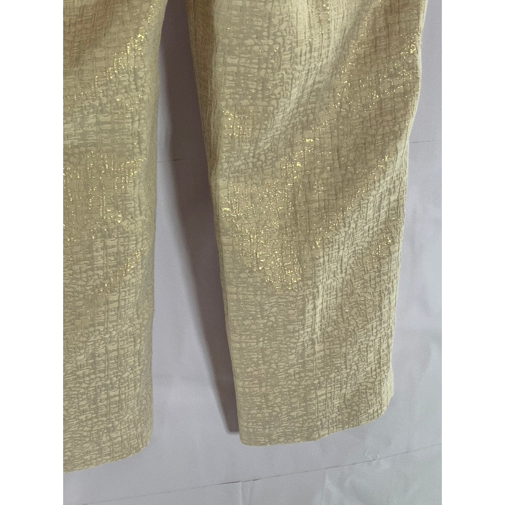 EXPRESS Women's Gold Metallic Editor Low-Rise Straight Ankle Pants SZ 14R