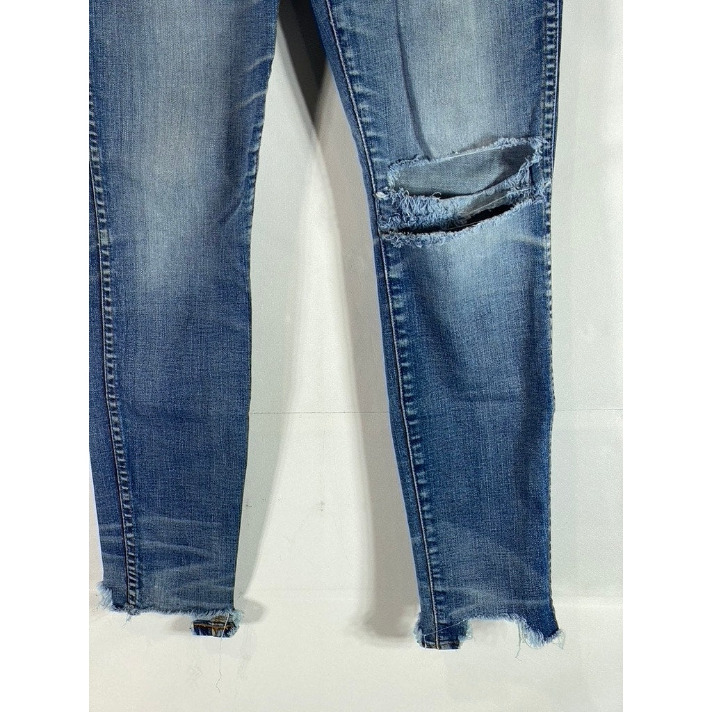 MADEWELL Women's Dark Blue 10" High-Rise Button-Fly Raw-Hem Skinny Jean SZ 27