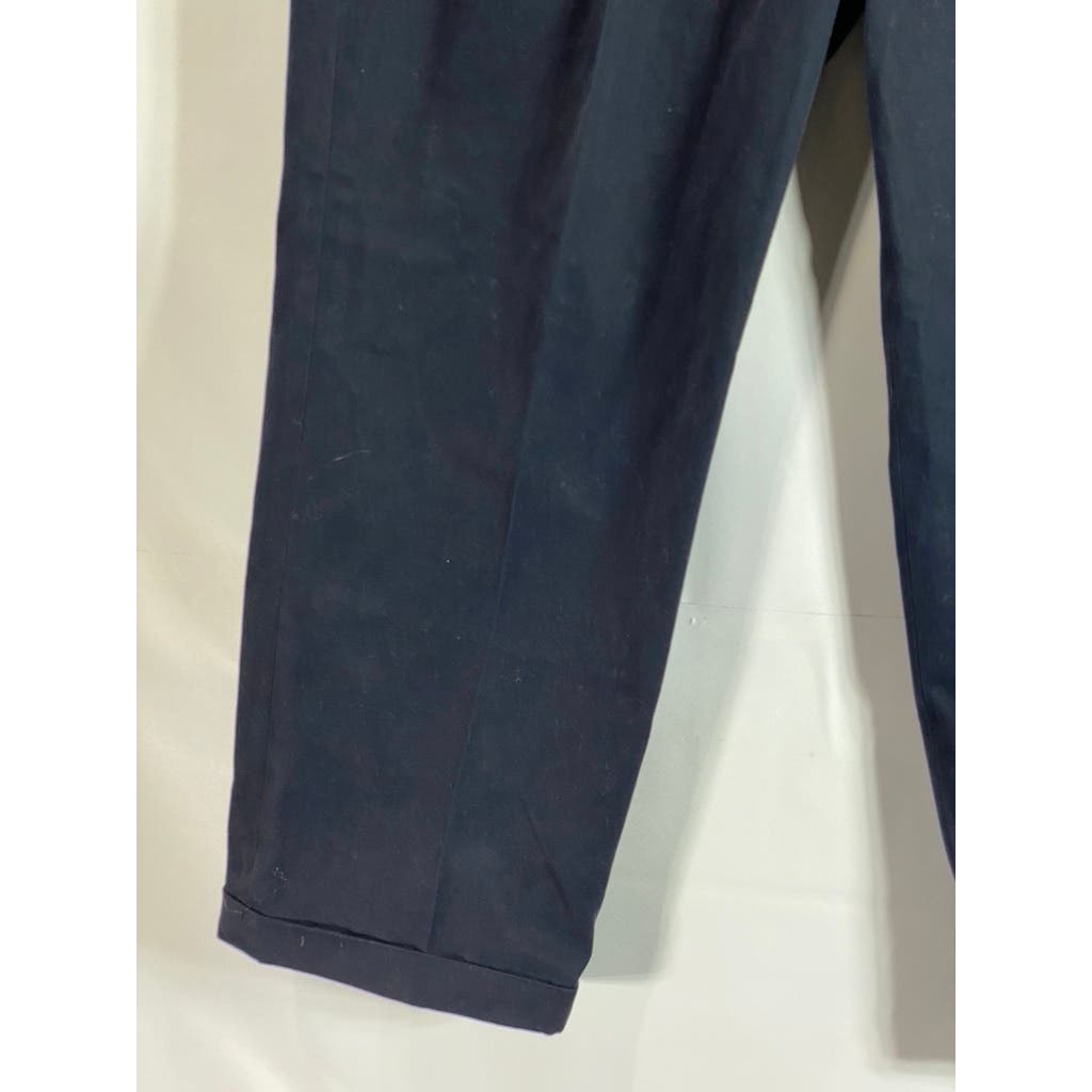 FACONNABLE Men's Solid Black Cotton Pleated Cuffed Dress Pants SZ 38R