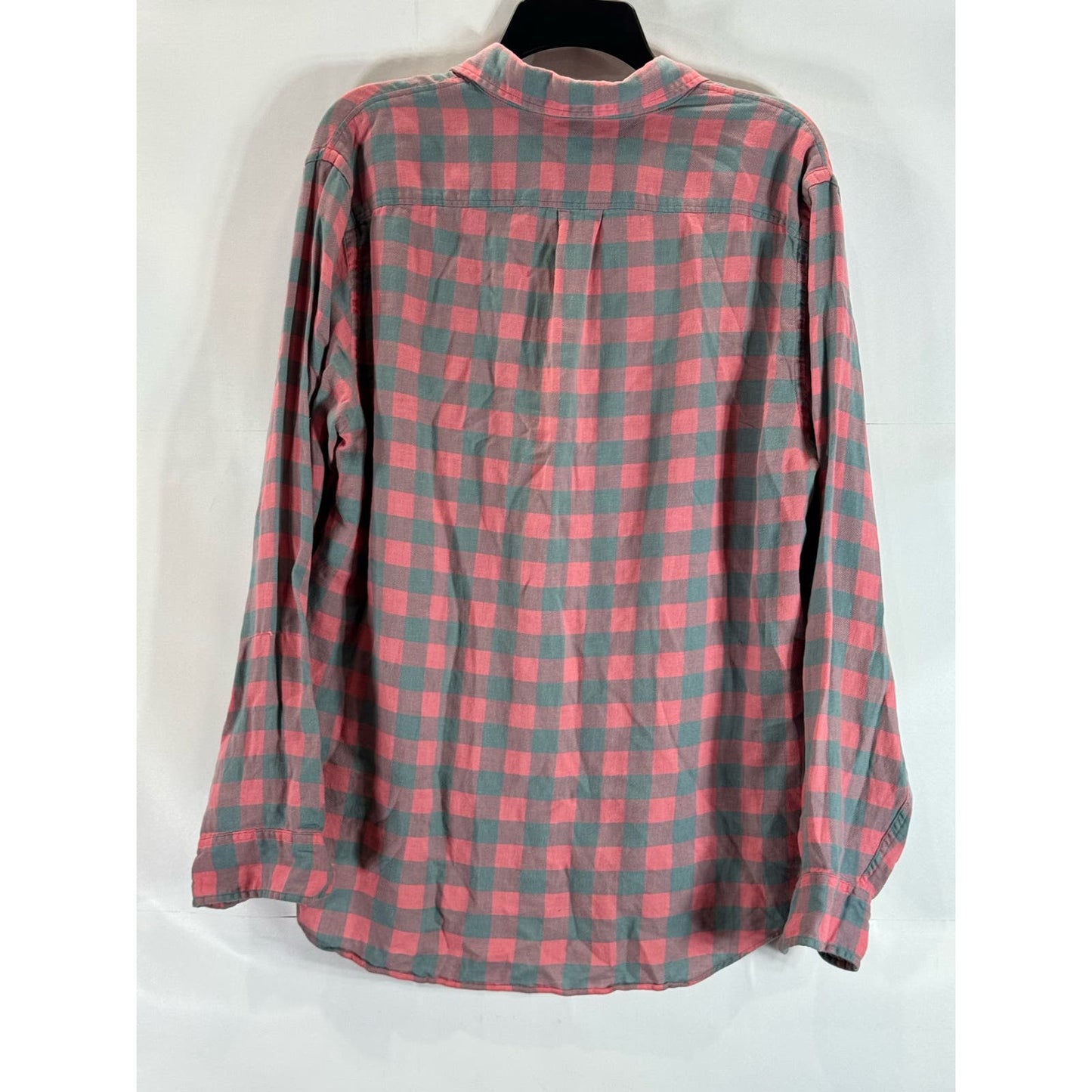 TAILORED BY J. CREW Men's Salmon Pink/Gray Plaid Button-Up Long Sleeve Shirt SZM