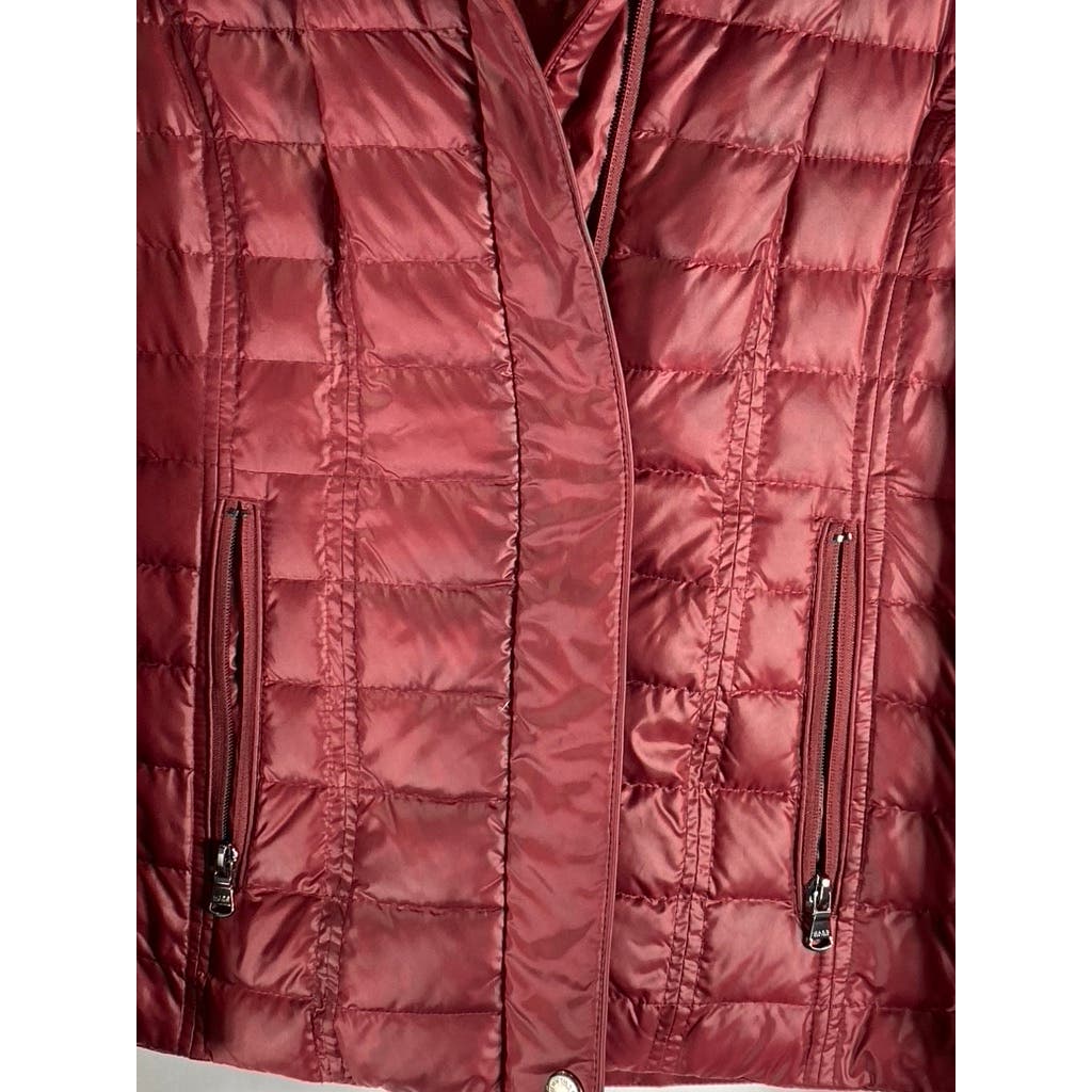 MARC NEW YORK ANDREW MARC Women's Red Zip-Up Snap Button Puffer Jacket SZ S