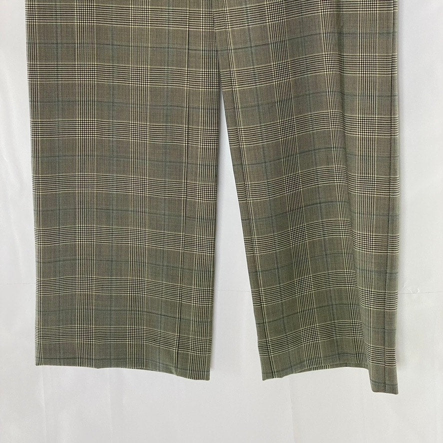& OTHER STORIES Women's Tan-Gray Plaid Straight Wide-Leg Dress Pant SZ 34(US4)