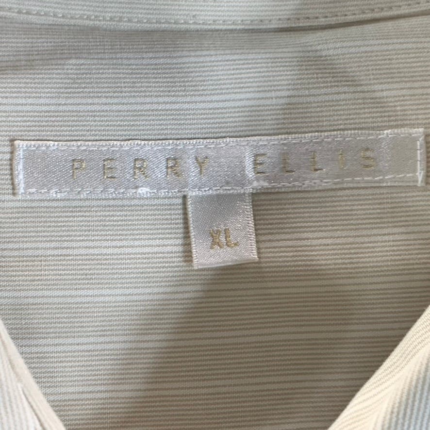 PERRY ELLIS Men's Beige Striped Button-Up Long Sleeve Shirt SZ XL