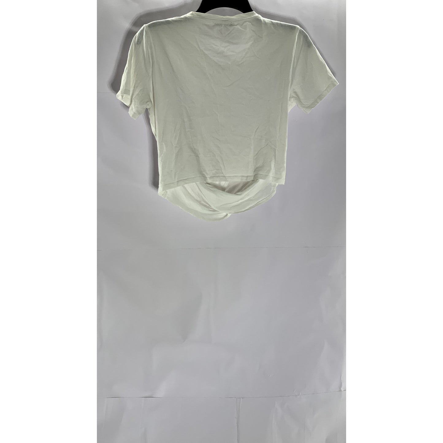 ZARA TRAFALUC Women's White Crewneck Short Sleeve Twist-Front Crop Top SZ S