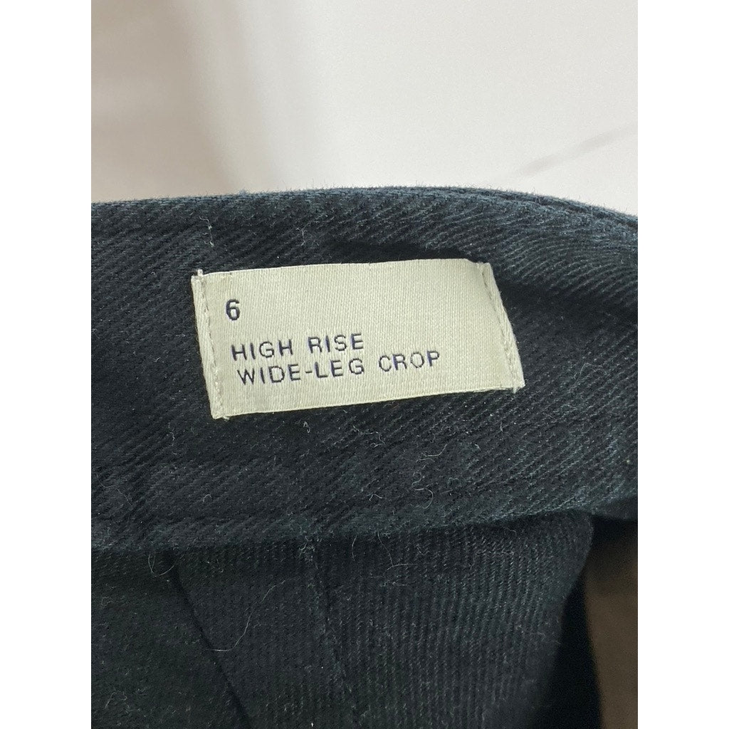 GAP Women's True Black High-Rise Wide-Leg Cropped Chino Pant SZ 6