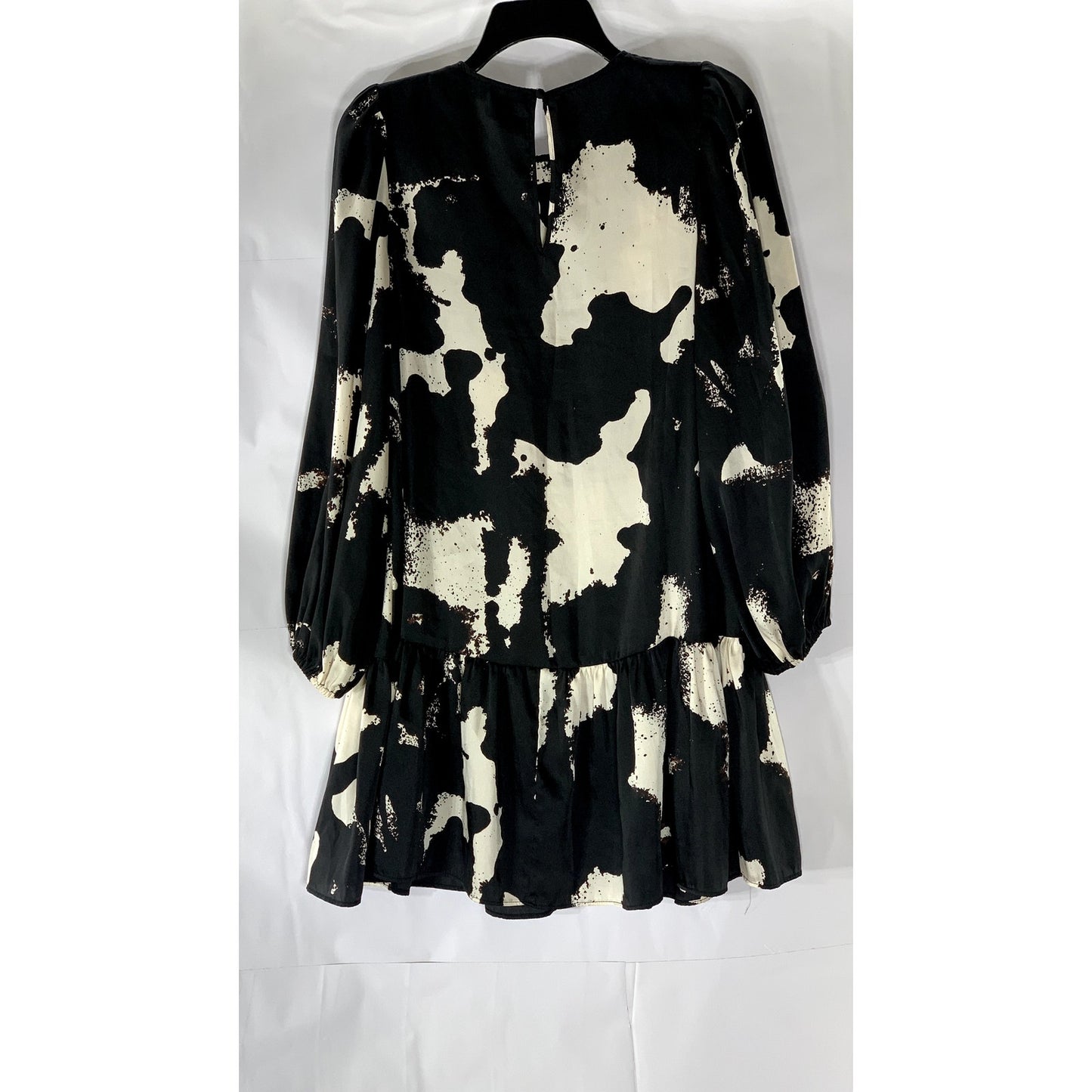 ALEXIS X TARGET Women's Black-Beige Ruffle-Hem Long Sleeve Mini Dress SZ M