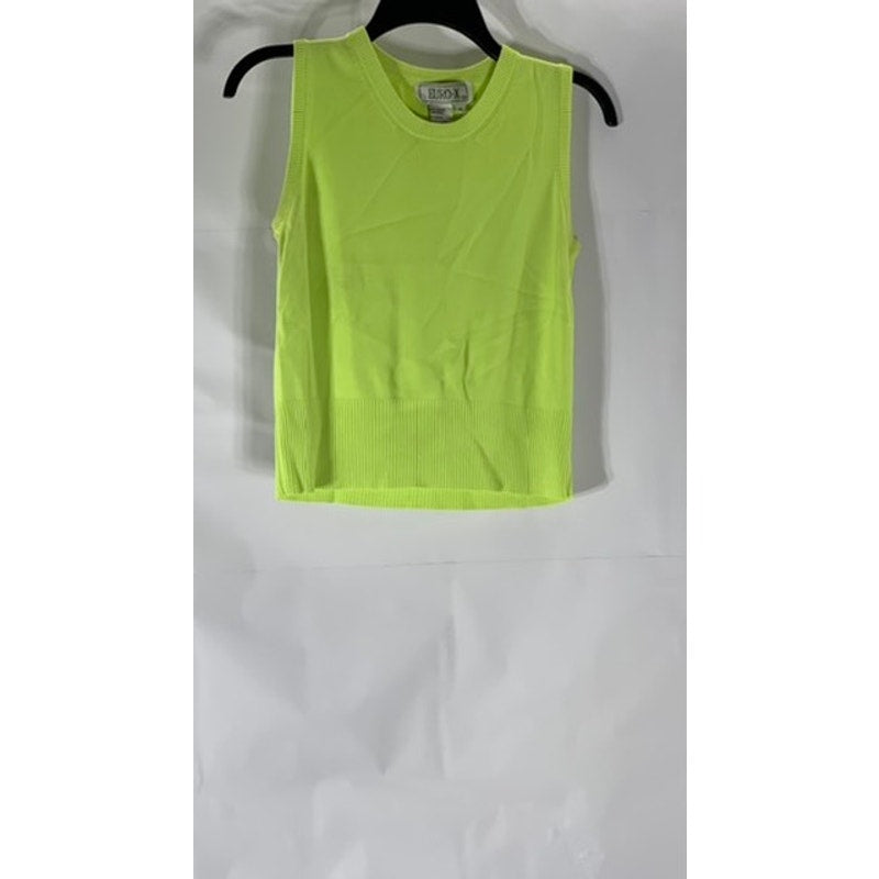 EURO-X Women's Neon Green Crewneck Sleeveless Top SZ M