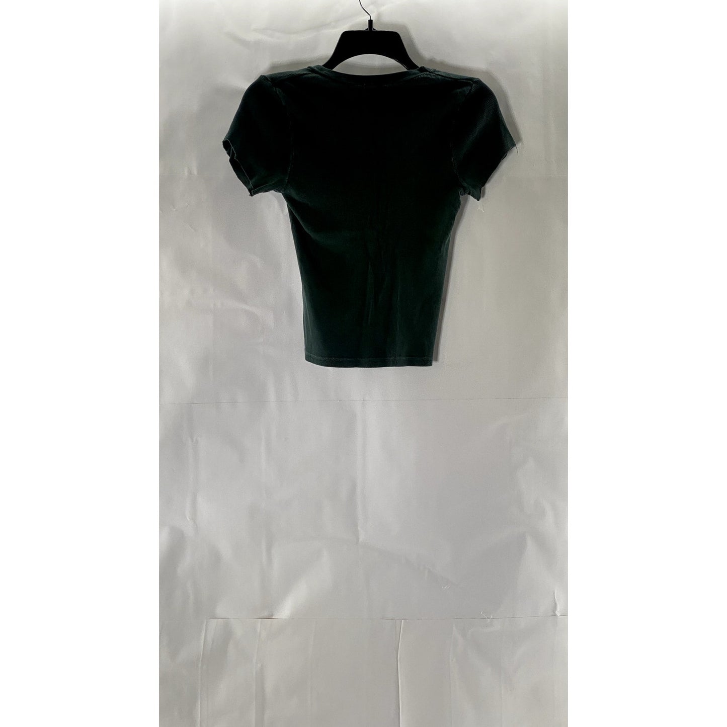 BRANDY MELVILLE Women's Dark Green Ribbed V-Neck Short Sleeve Top SZ XS