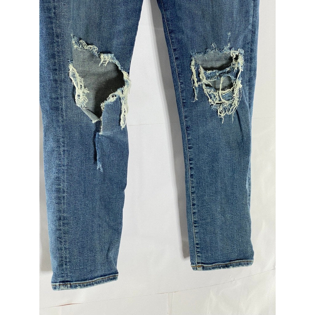 AGOLDE Women's Blue Denim Distressed High-Rise Sophie Skinny Cropped Jean SZ 30