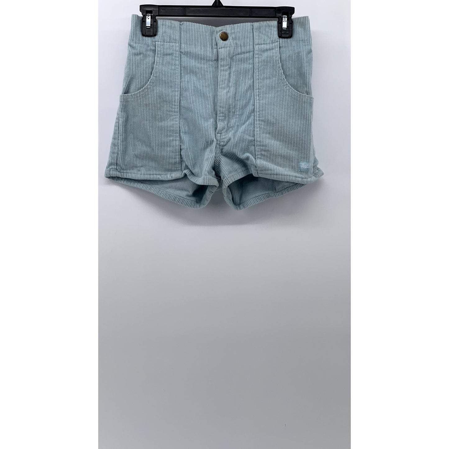 HAMMIES Women's Light Blue Corduroy Casual High-Rise Large Pocket Shorts SZ 30