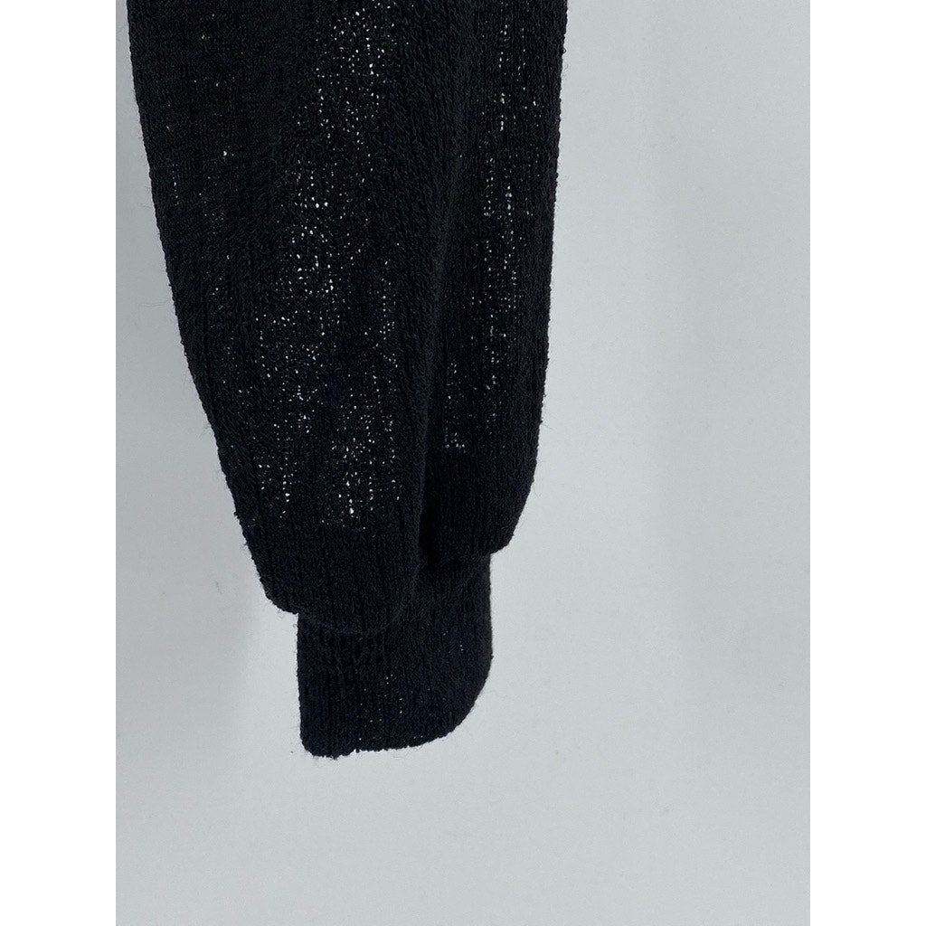 3.3 FIELD TRIP Women's Black Knit Tie-Front Long Sleeve Overlay Shawl Top SZ OS