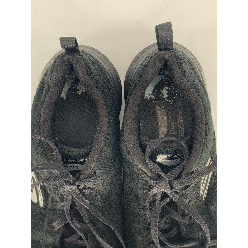 SKECHERS Women's Black Arch-Fit Lightweight Lace-Up Active Sneakers SZ 8