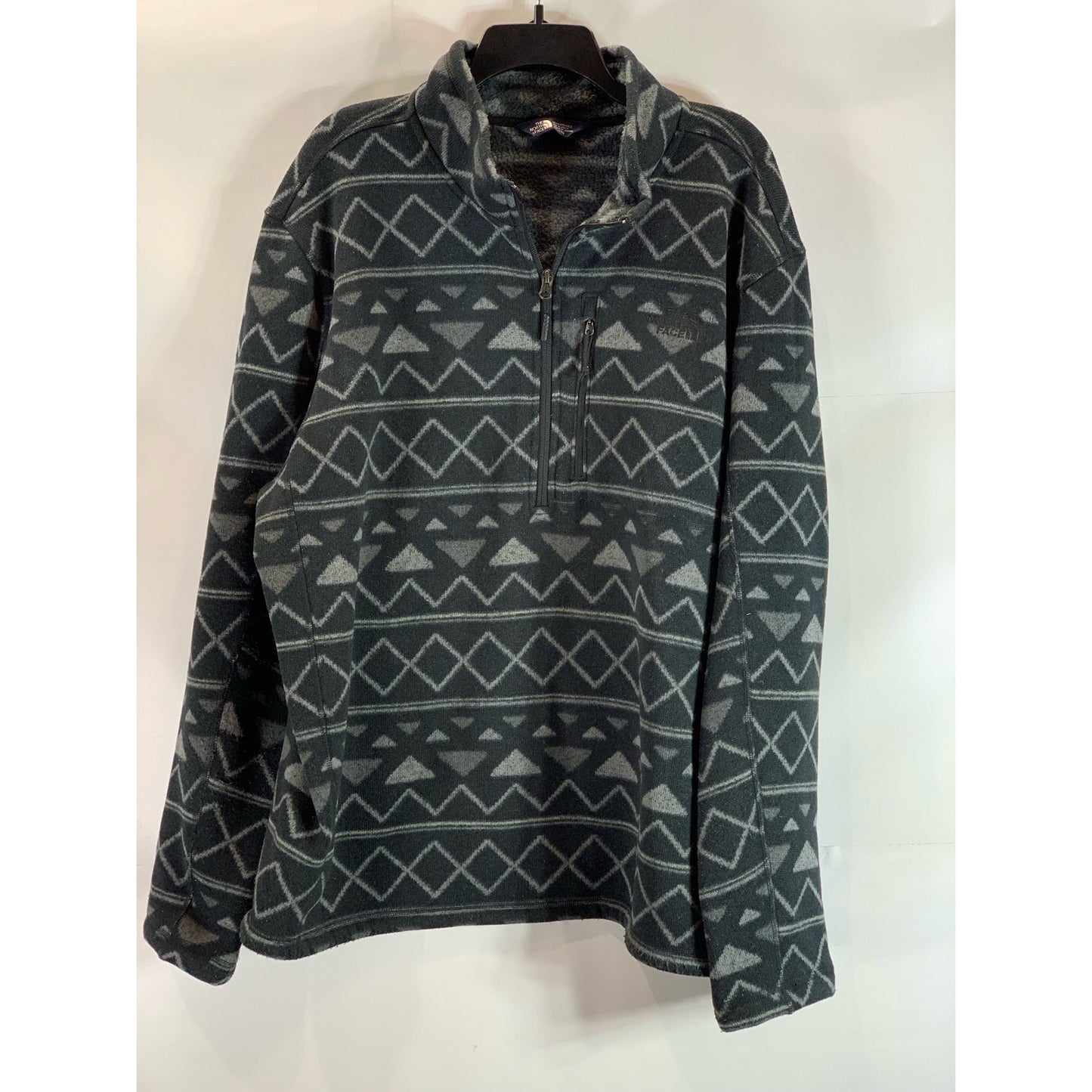 THE NORTH FACE Men's Black/Gray Novelty Gordon Lyon Quarter-Zip Sweater SZ 2XL