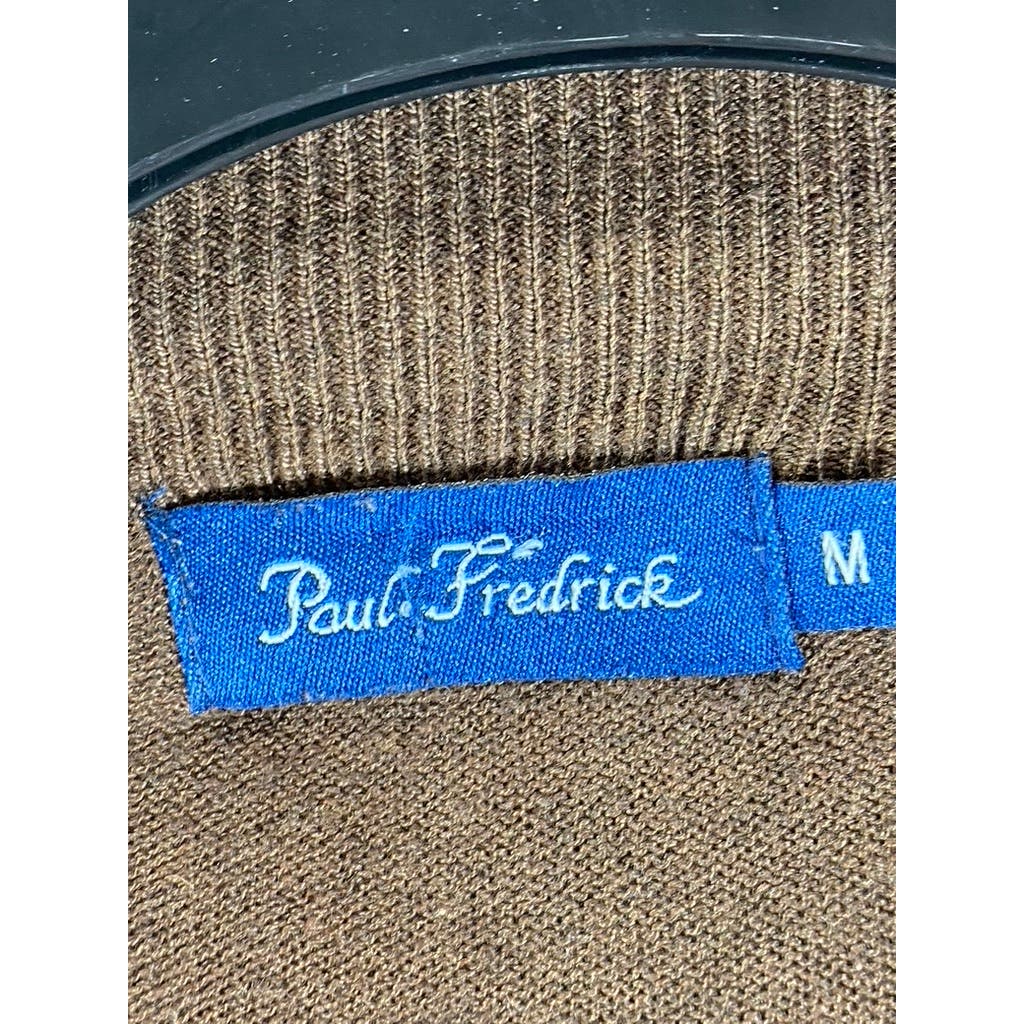 PAUL FREDRICK Men's Brown Mock-Neck Long Sleeve Pullover Sweater SZ M