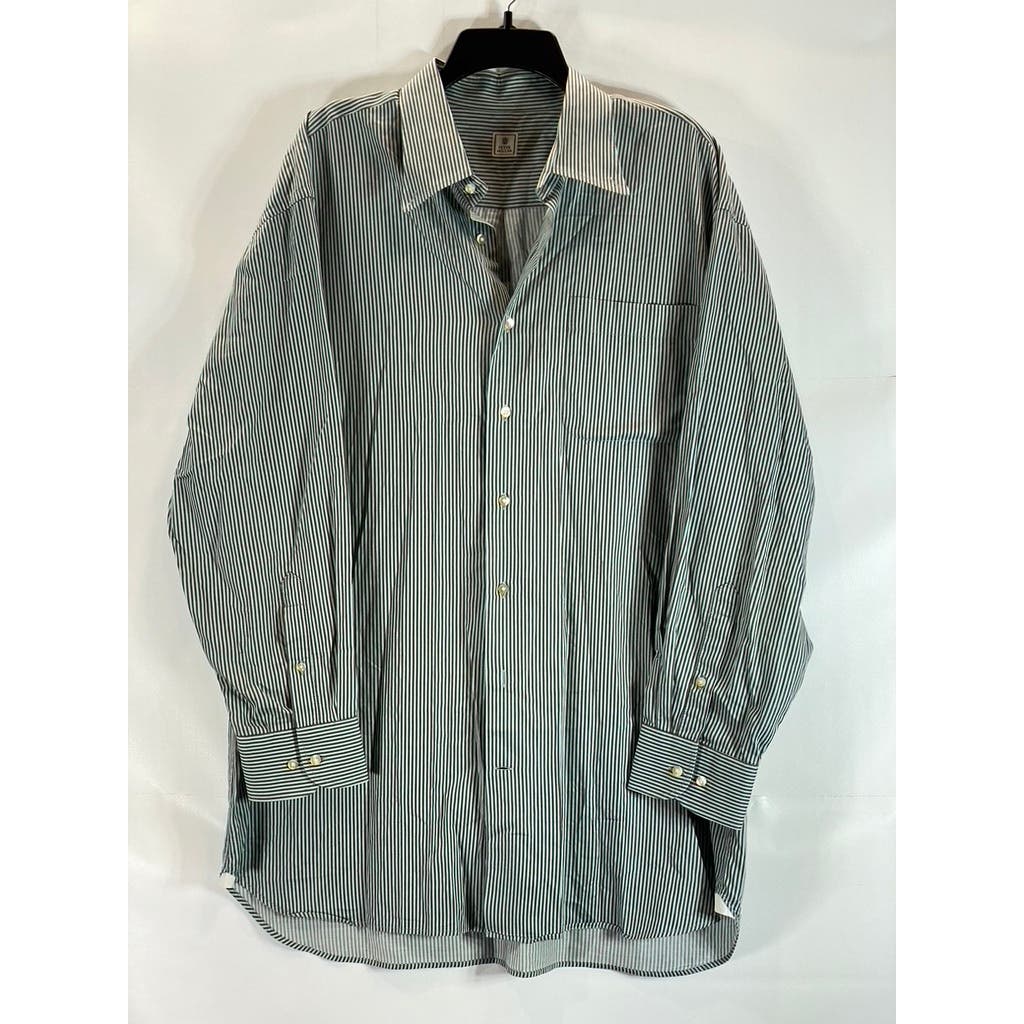 PETER MILLAR Men's Green/Brown Striped Vintage Button-Up Long Sleeve Shirt SZ XL