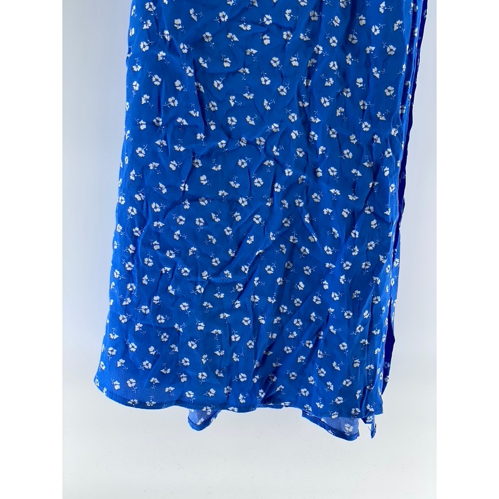 LULUS Women's Royal Blue Floral Short Sleeve Wrap Midi Dress SZ XL