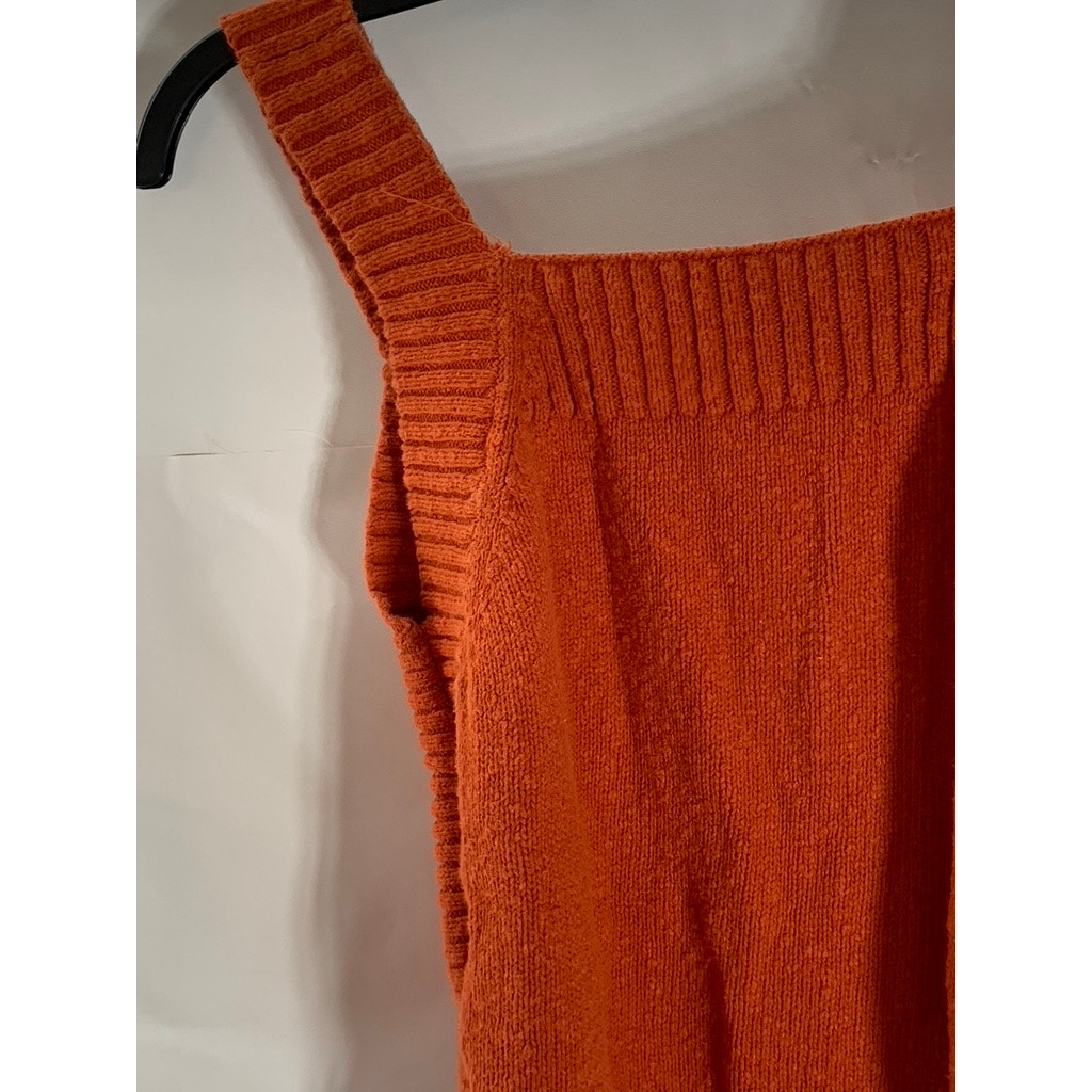 MADEWELL Women's Orange Rowe Button-Front Knit Sweater Tank Top SZ M