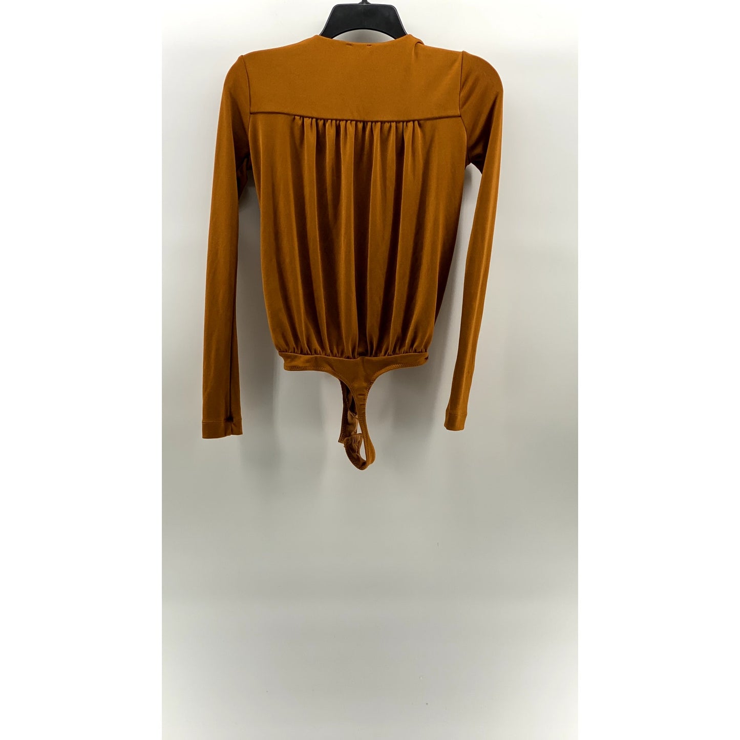 FREE PEOPLE INTIMATELY Women's Orange Surplice Pleated Long Sleeve Bodysuit SZXS