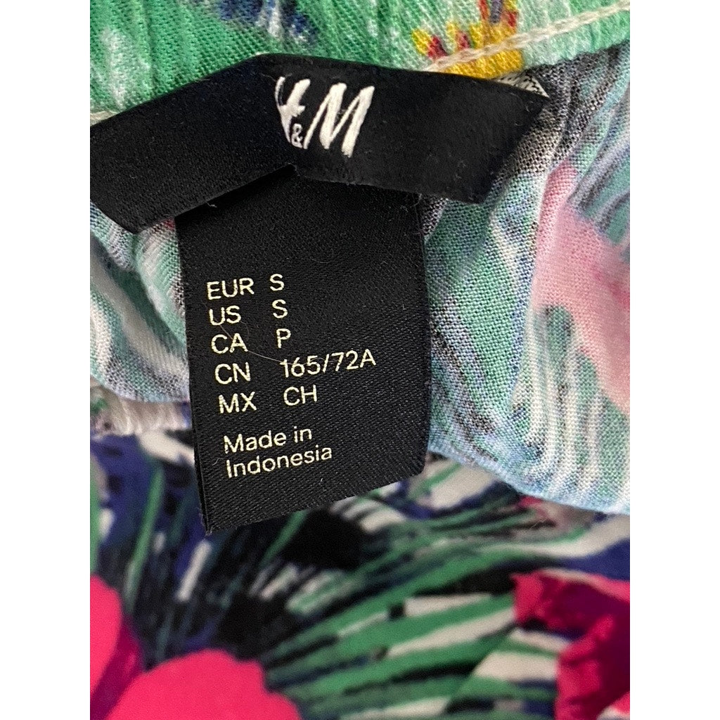 H&M Women's Multicolor Floral Print Relaxed-Fit Pull-On Casual Shorts SZ S