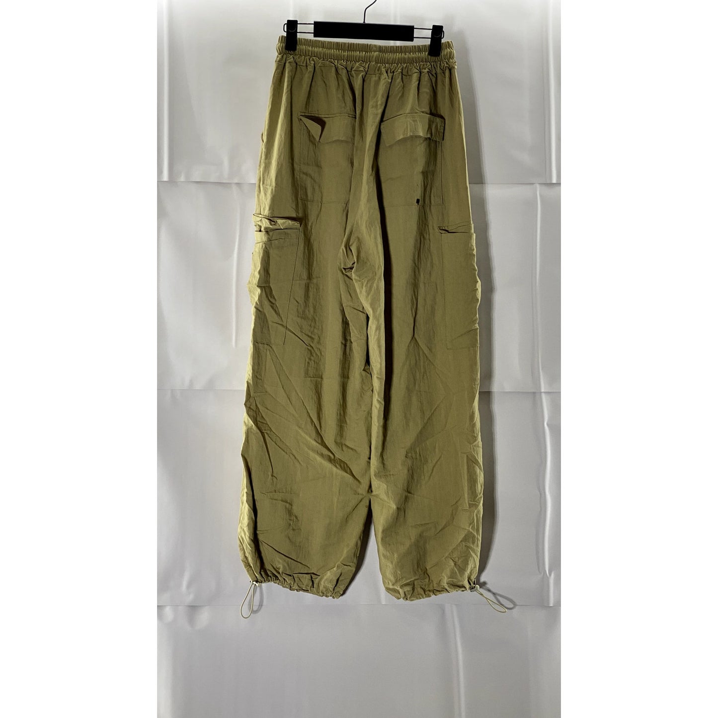 Women's Tan Cargo Bungee-Hem Pull-On Elastic Waist Pants SZ S