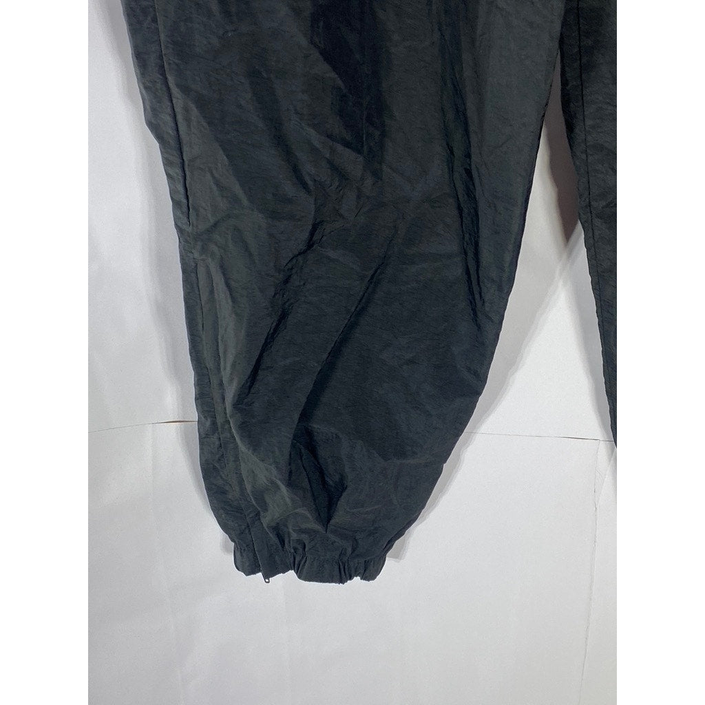 NIKE Men's Vintage Black Solid Nylon Zipper-Hem Outdoor Jogger Pull-On Pant SZ L