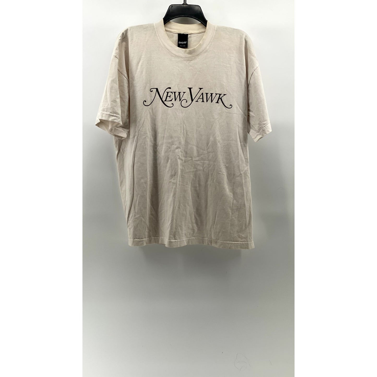 ONLYNY Men’s Beige ‘New Yawk’ Crewneck Short Sleeve Logo T-Shirt SZ L