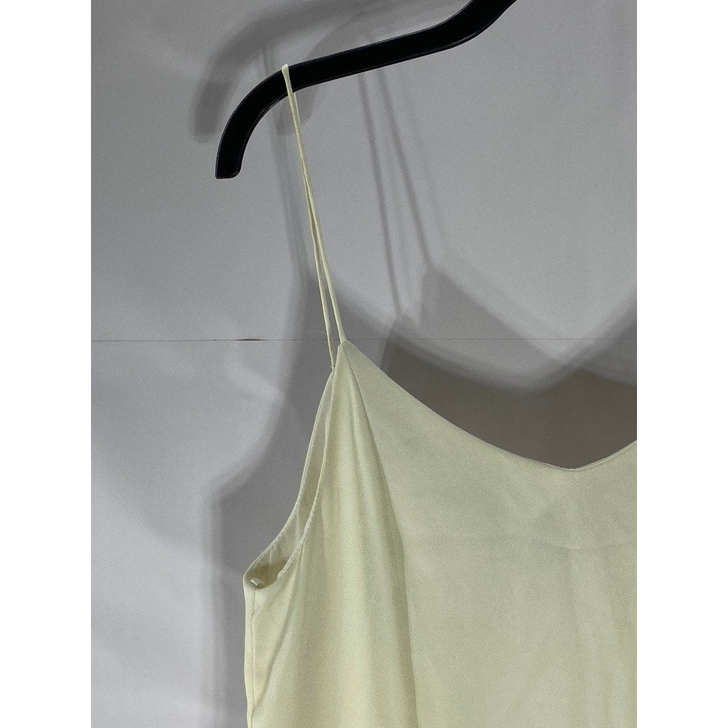 EMMELINE Women's Cream V-Neck Fringe-Hem Slip Mini Dress SZ M