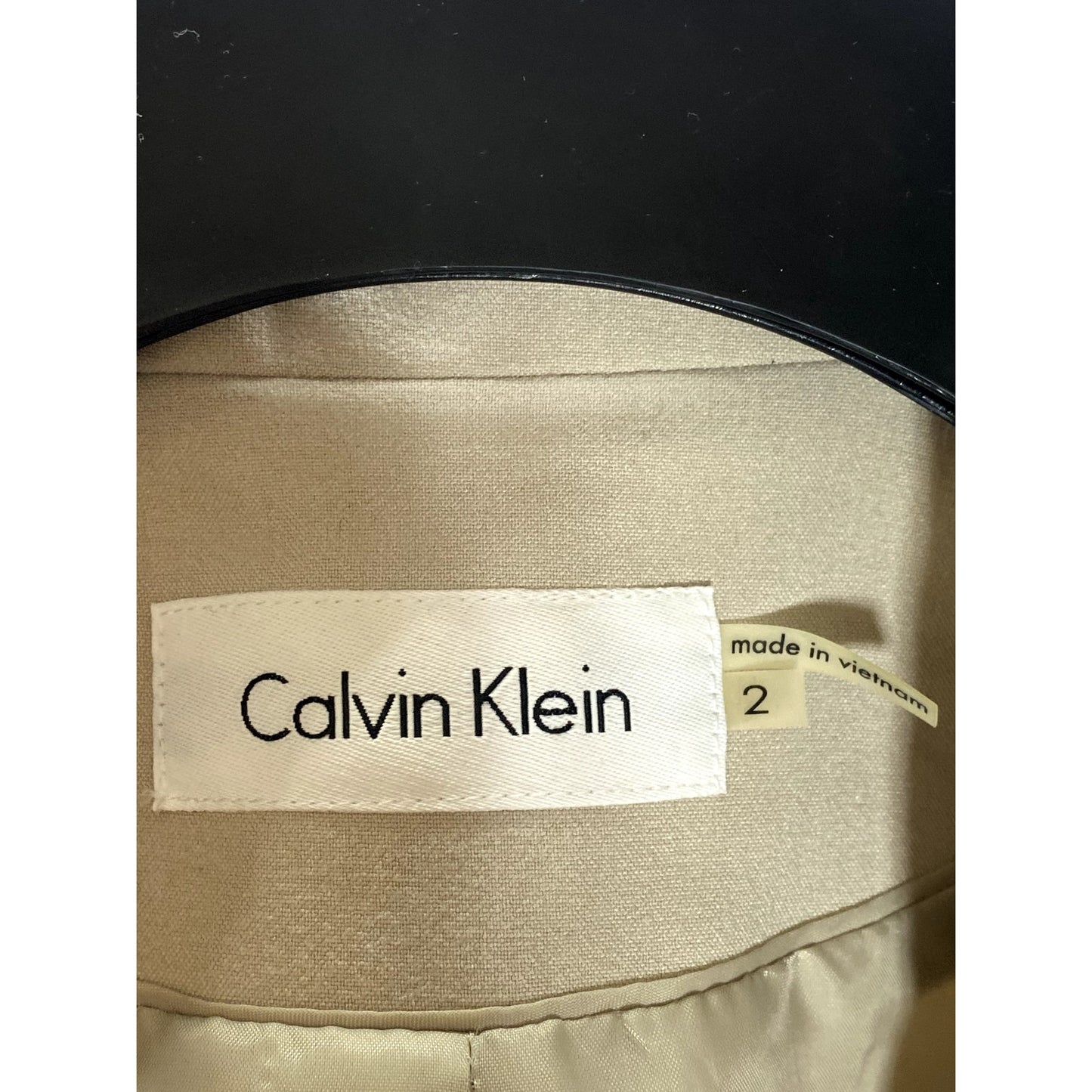 CALVIN KLEIN Women's Beige Solid Notch Collar Lined Two-Button Blazer SZ 2