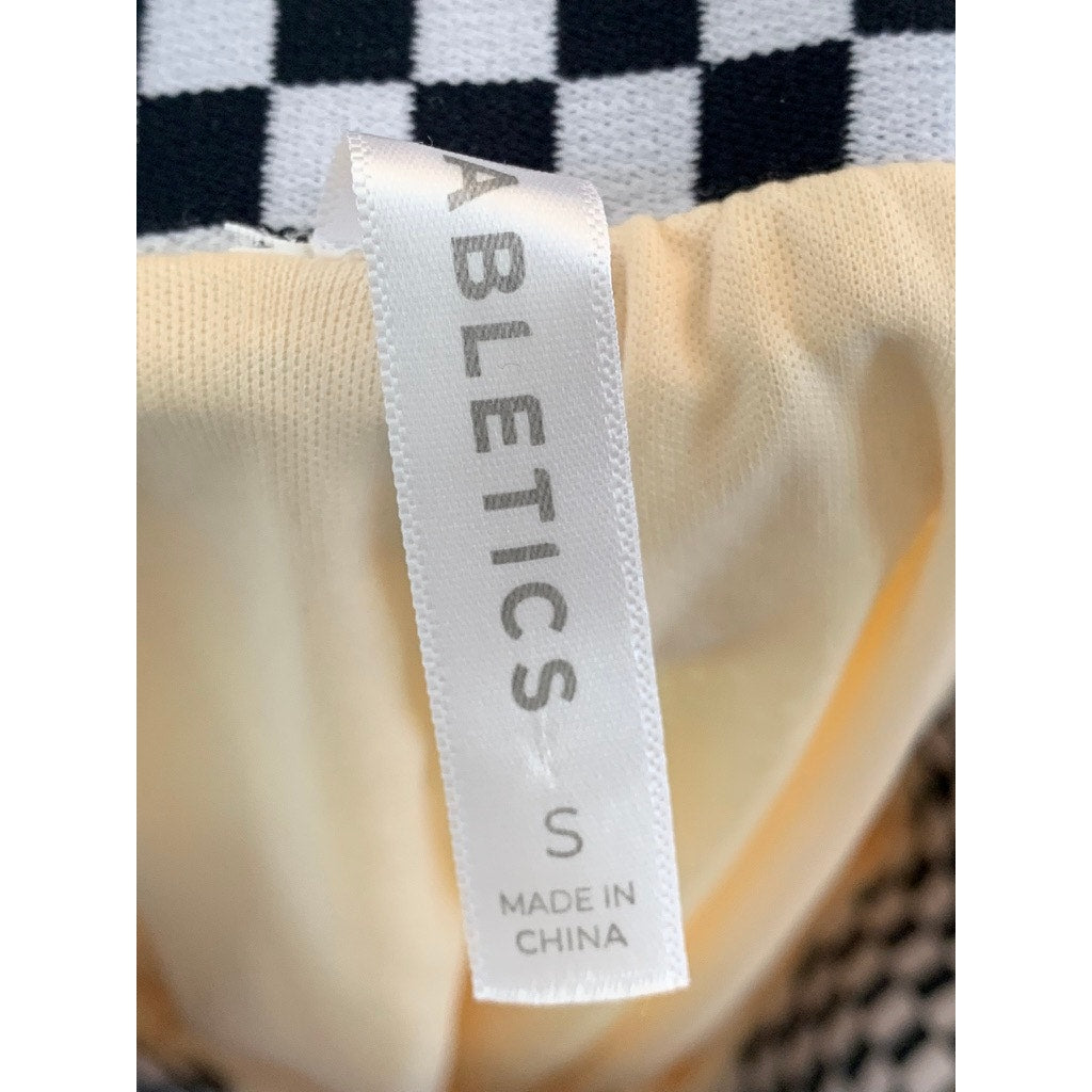 FABLETICS Women's Beige Three-Point Mesh Checkered Basketball Shorts SZ S