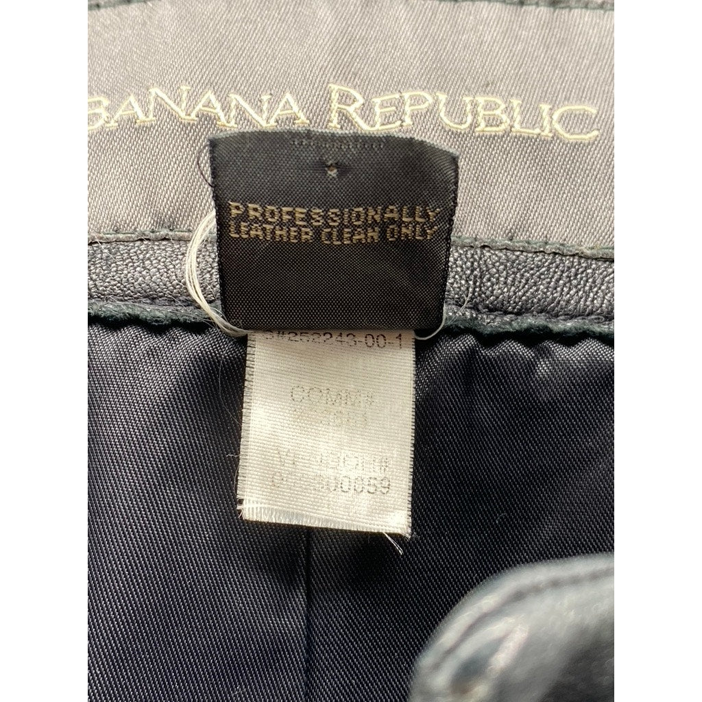 BANANA REPUBLIC Women's Black Button-Up Leather Streetwear Coat SZ S