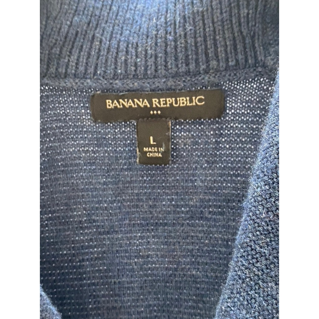 BANANA REPUBLIC Men's Blue Button front Shawl Collar Cotton Cardigan SZ L