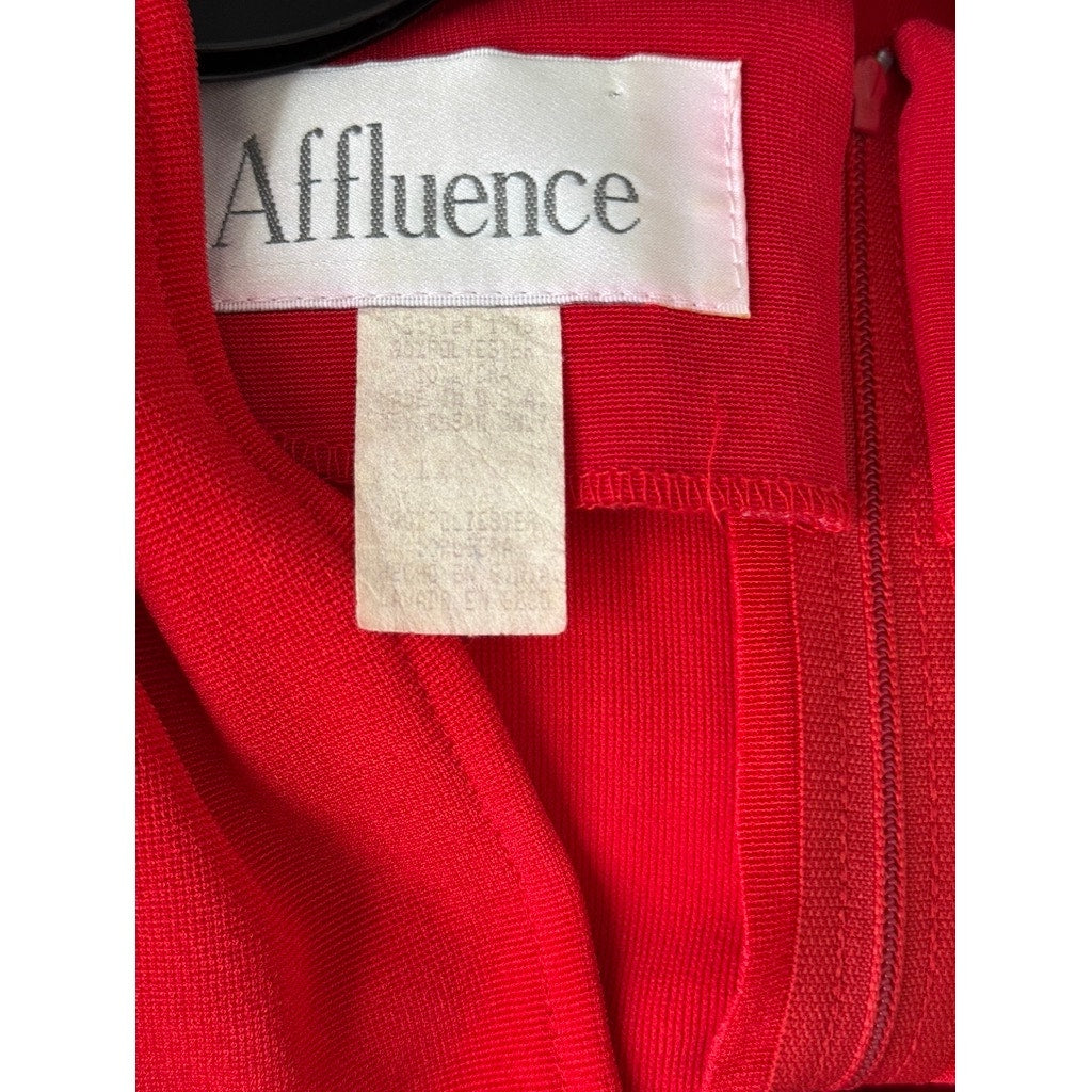AFFLUENCE Women's Bright Red 3D Floral Trim V-Neck Split-Hem Maxi Gown SZ S