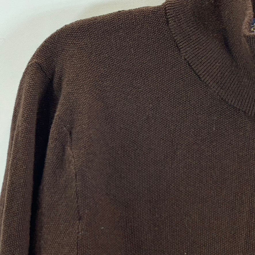 BROOKS BROTHERS Men's Brown Brookstech Merino Wool Half-Zip Pullover Sweater SZM