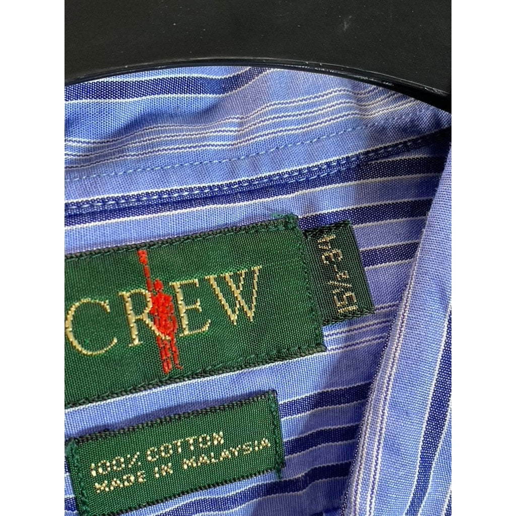 J.CREW Men's Blue Striped Cotton Regular-Fit Button-Up Dress Shirt SZ 15.5/34