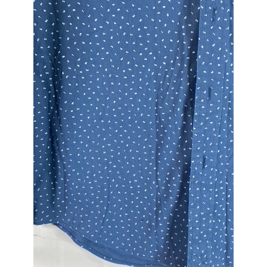 J. CREW Men's Blue Printed Mercantile Flex Slim-Fit Button-Up Shirt SZ M