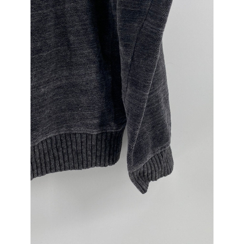 ANN TAYLOR LOFT Women's Washed Black Knit Scoop-Neck Long Sleeve Sweater SZ L