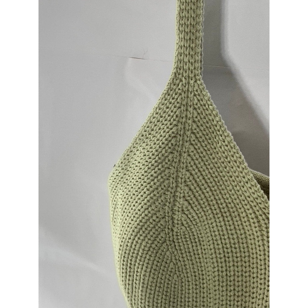 EN SAISON Women's Light Green Sweetheart Neck Knit Crop Tank Top SZ L