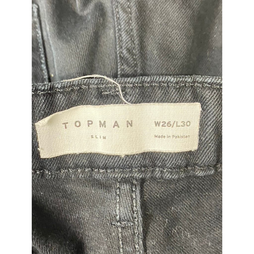 TOPMAN Men's Solid Black Stretch Slim-Fit Five-Pocket Jeans SZ 26X30