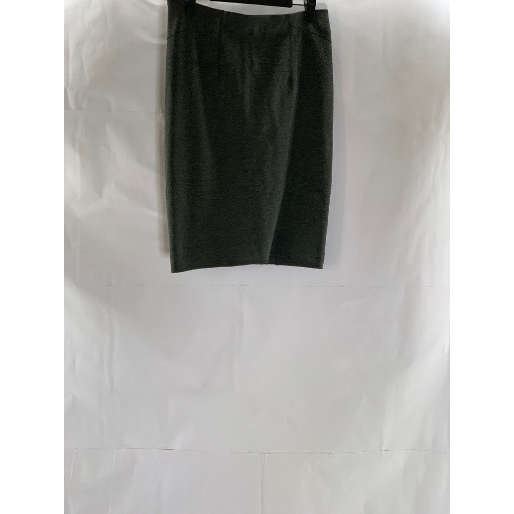 ANN TAYLOR Women's Dark Gray Elastic Waist Straight Knee Length Skirt SZ 0