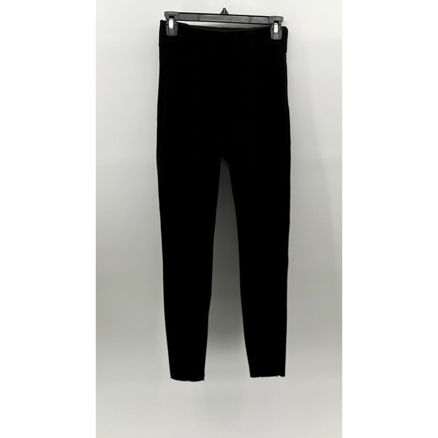 ZARA BASIC Women's Black Faux Suede Pull-On Tapered Zipper-Hem Pant SZ XS